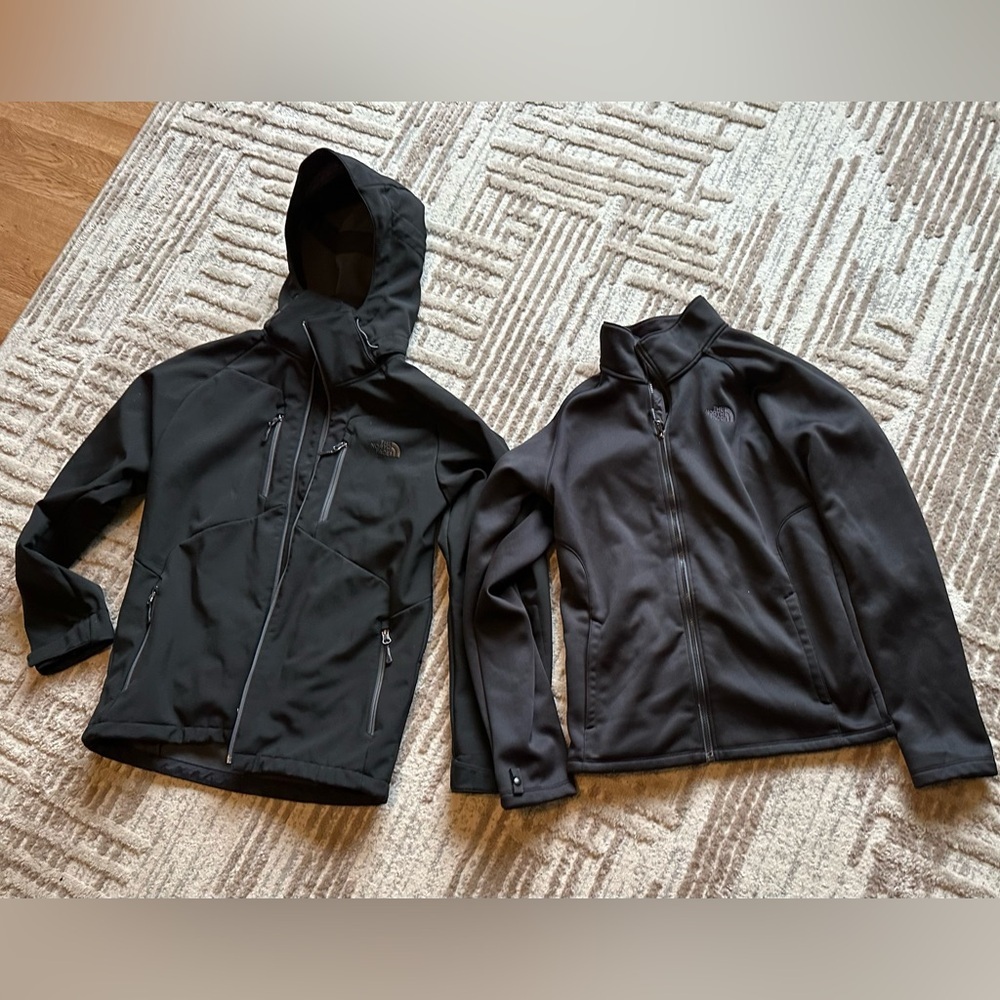 The North Face Men's Black Jackets set of 2 men’s small soft shell fleece